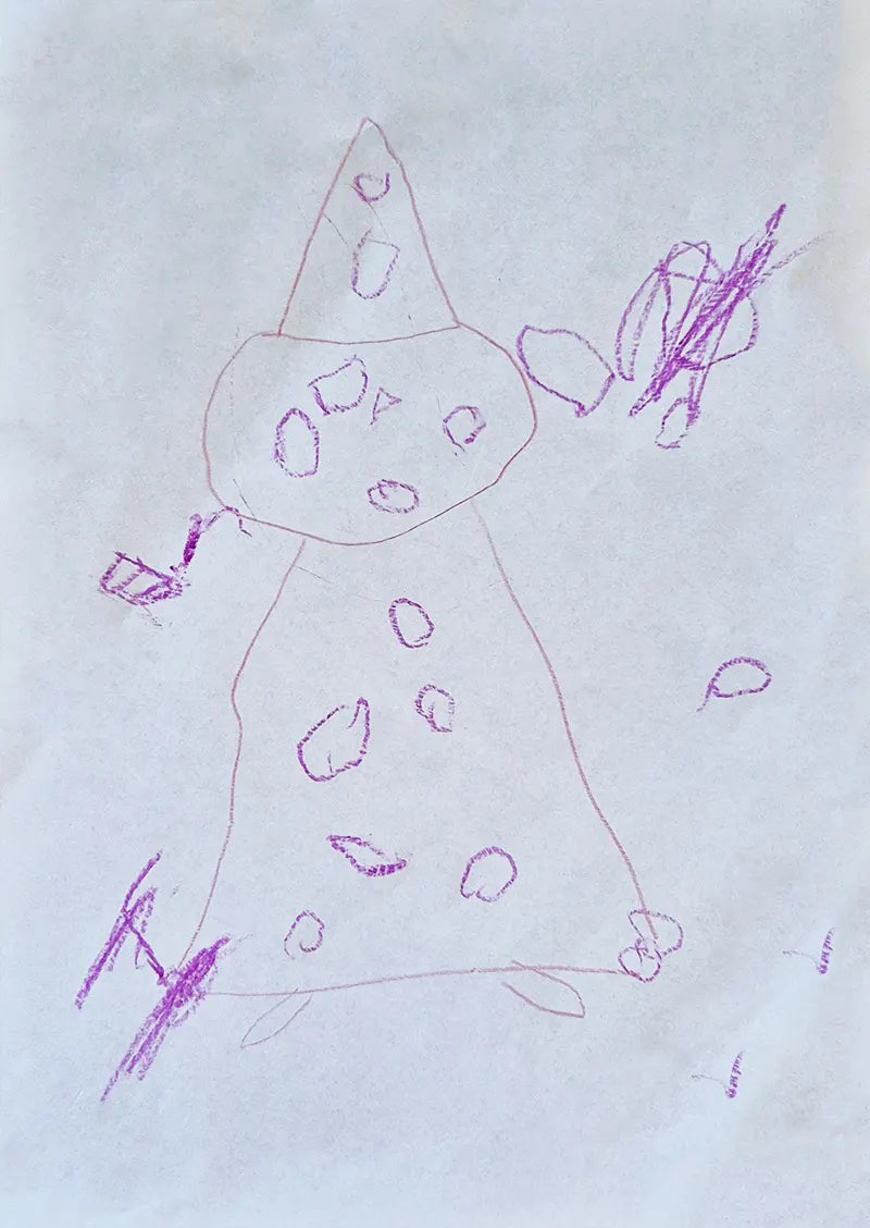 Goed voorbeeld van een kindertekening recht van boven bij egaal daglicht